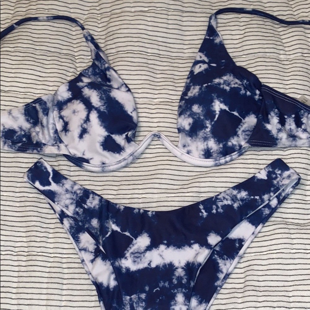 Cute blue tie dye bikini. Never worn.